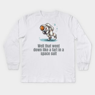 Astronaut Farting Joke Kids Long Sleeve T-Shirt